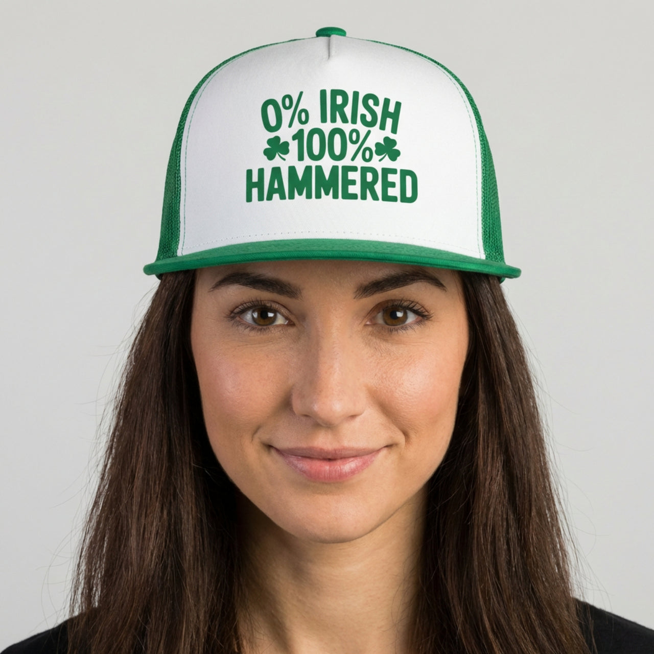 0% Irish 100% Hammered - Funny St. Patrick's Day Trucker Hat - Snapback Cap
