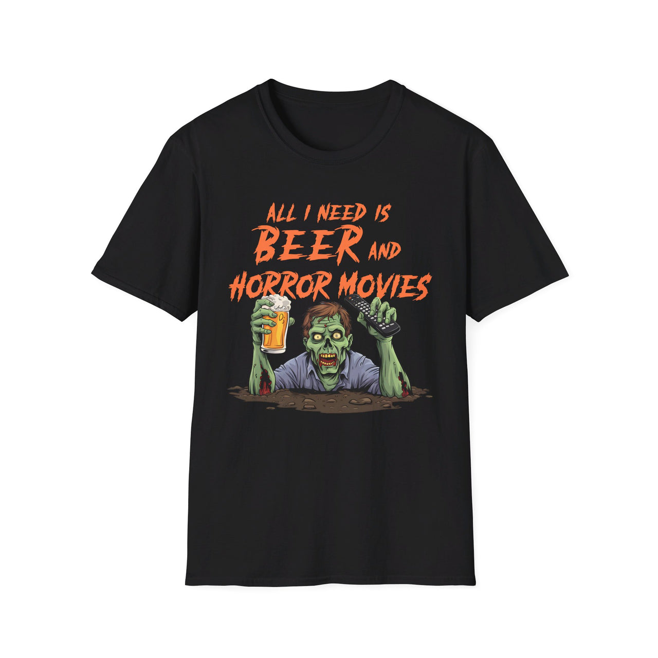 All I Need is Beer and Horror Movies Funny Halloween Tee