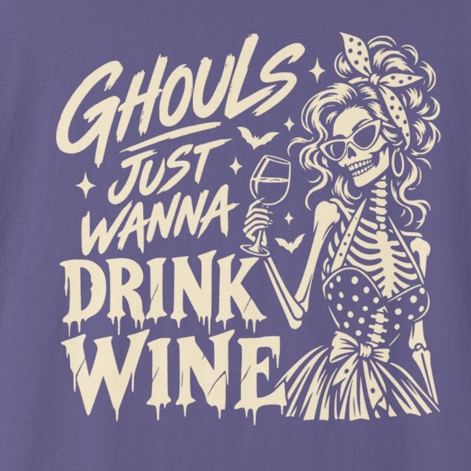 Comfort Colors Ghouls Just Wanna Drink Wine Funny Halloween Shirt