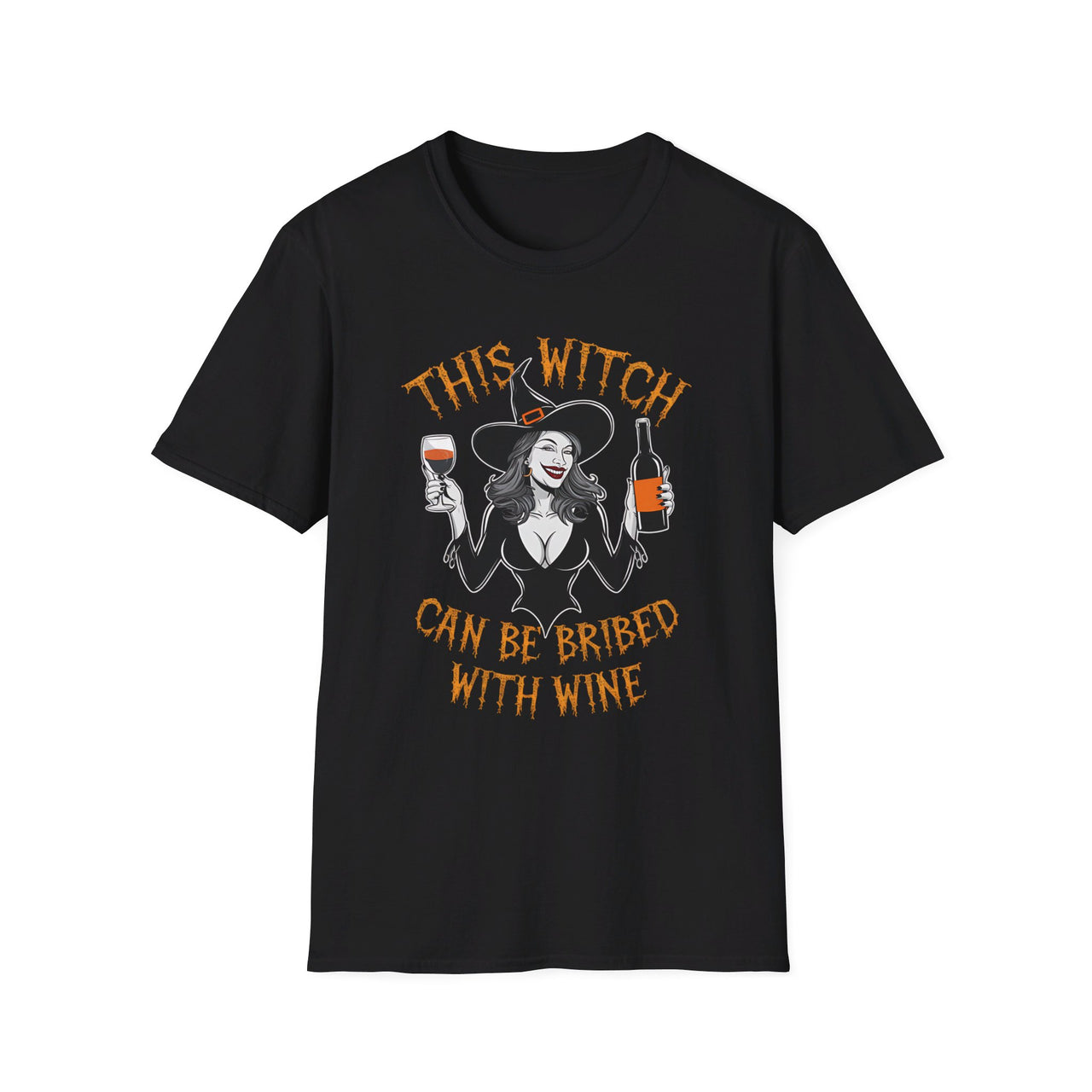 This Witch Can Be Bribed With Wine Funny Halloween Tee