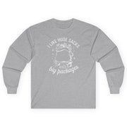 funny christmas grey long-sleeve shirt with the phrase i like huge sacks and big packages