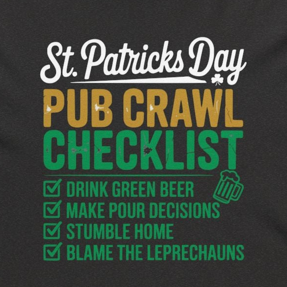 St. Patrick’s Day Pub Crawl Checklist lightweight hoodie