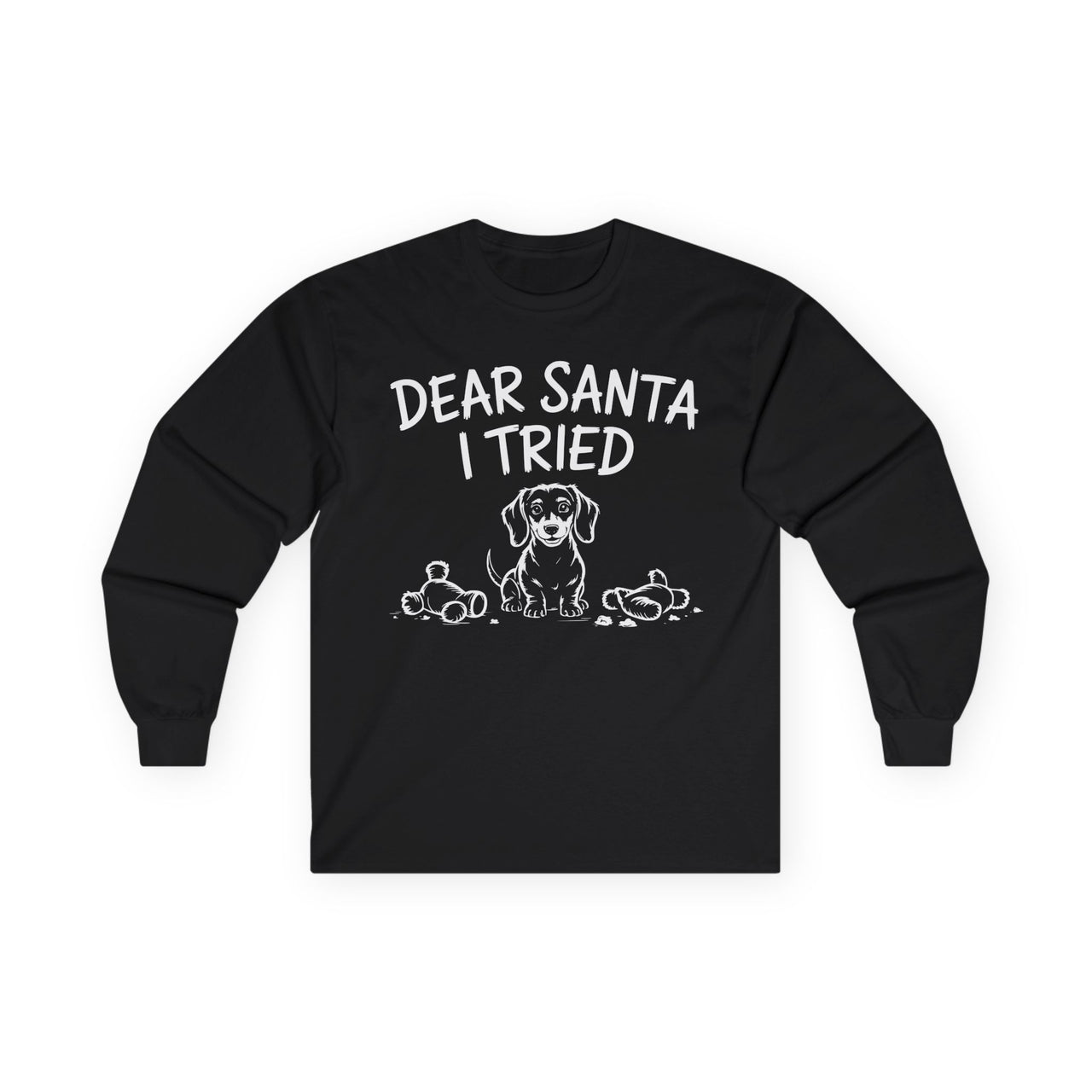 Dear Santa, I Tried – Cute Dachshund Christmas Long Sleeve Tee