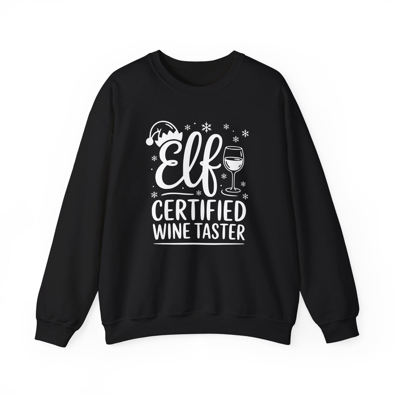 Funny Christmas Sweatshirt – Elf Certified Wine Tester – Holiday Wine Lover Sweater