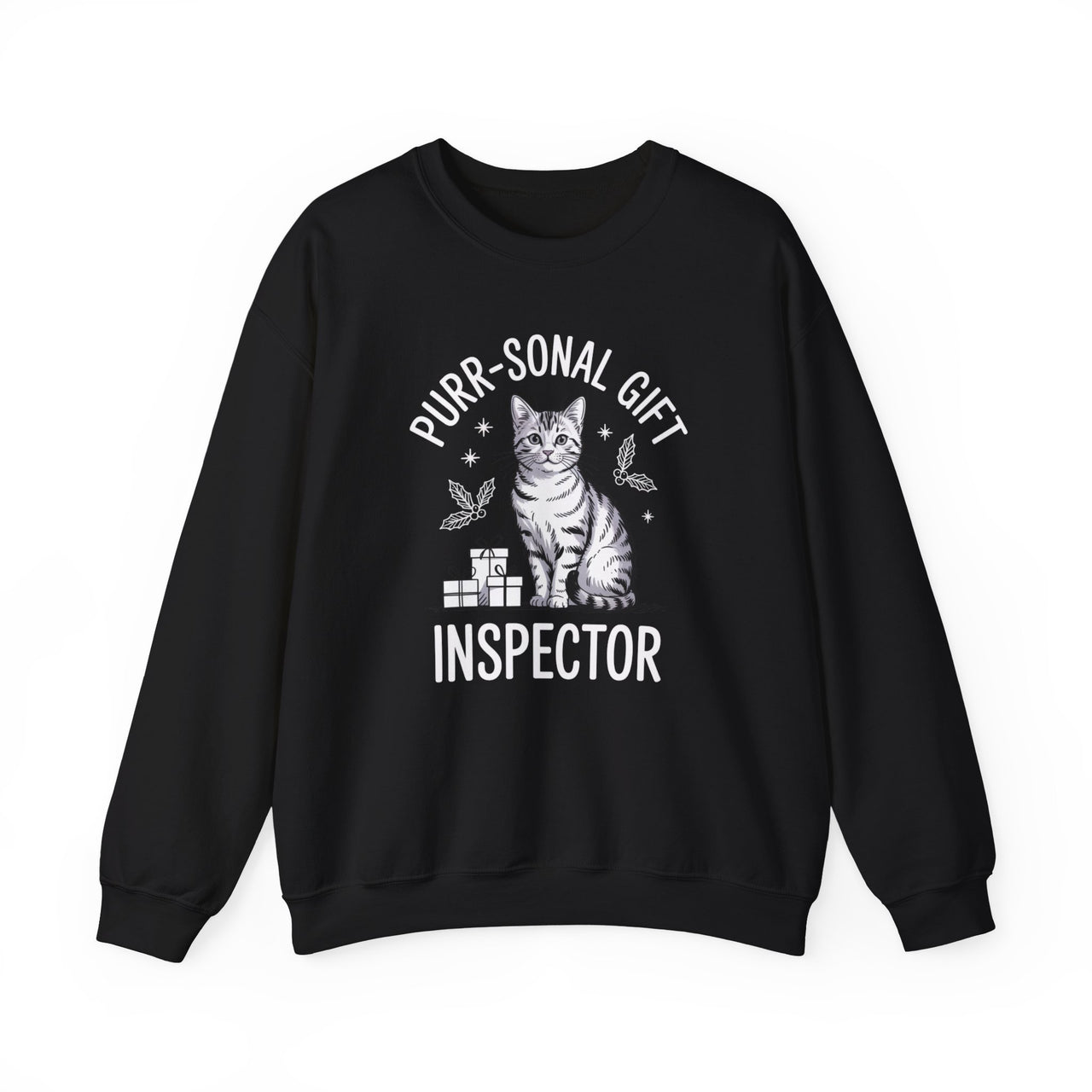 Purr-sonal Gift Inspector – Cute Christmas Cat Sweatshirt