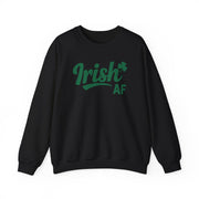 Black sweatshirt with 'Irish AF' text funny St patricks day design