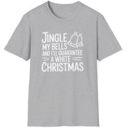 Funny Christmas Short Sleeve Shirt with  the text "Jingle my Bells and I'll Guarantee a White Christmas" - Sport Grey