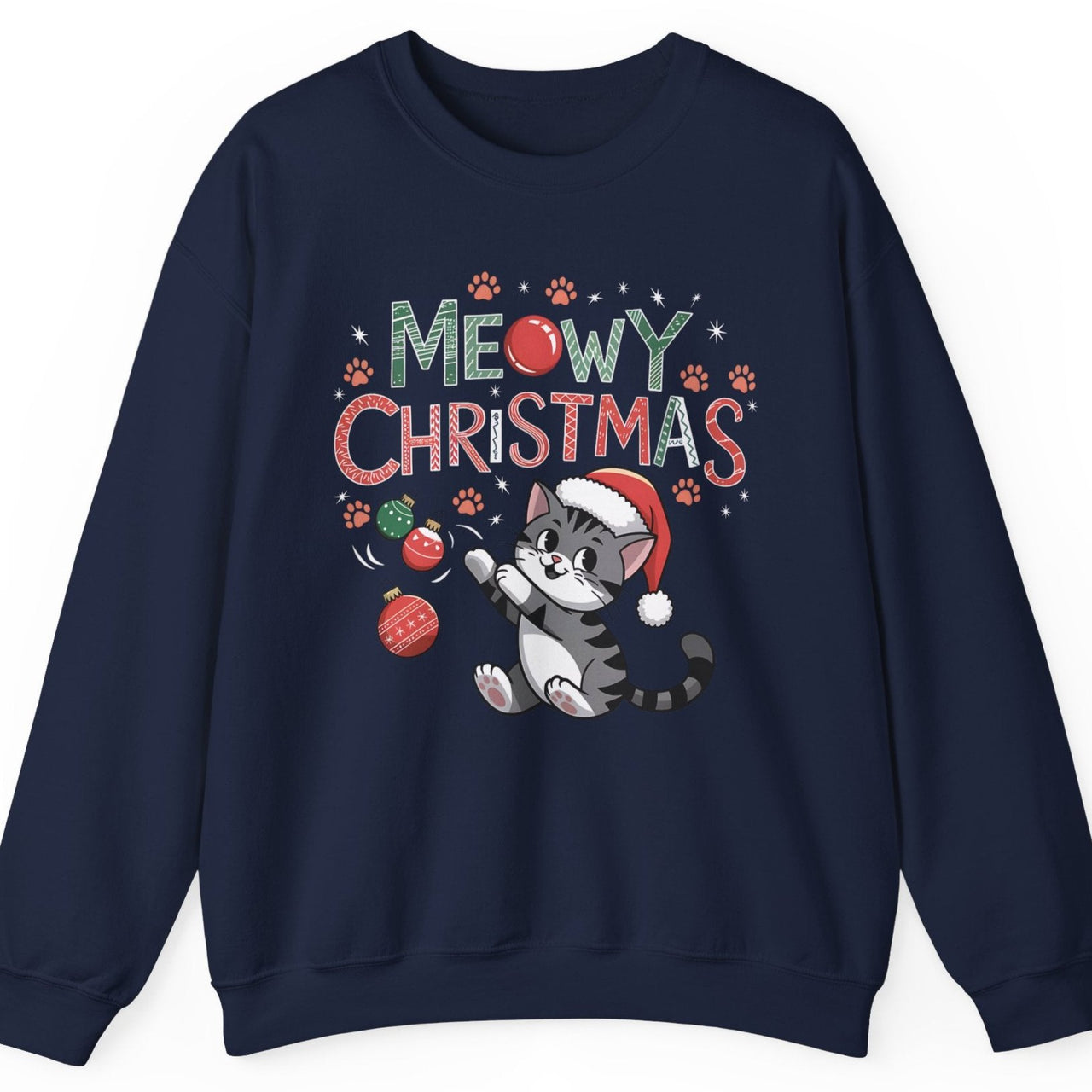 Meowy Christmas Sweatshirt – Cute Festive Cat Holiday Sweater