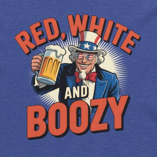 4th of July – Red, White, and Boozy – Patriotic Soft Jersey Hooded Long-Sleeve Tee