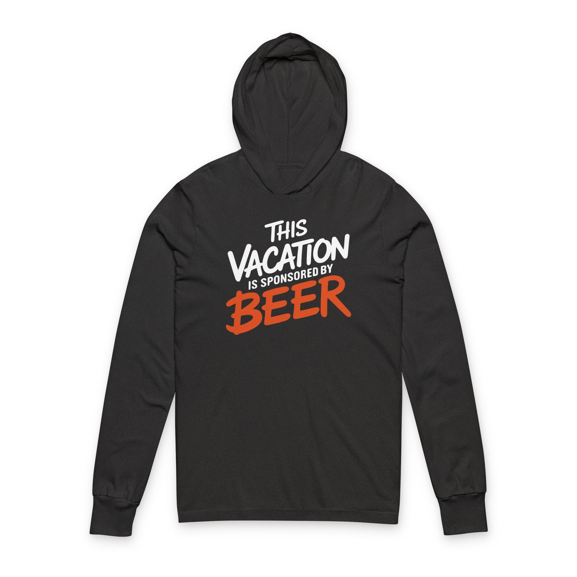 blacklightweight hoodie with text 'This vacation is sponsored by beer' funny spring break,beach trip, lake season, or bachelor bachelorette trip design