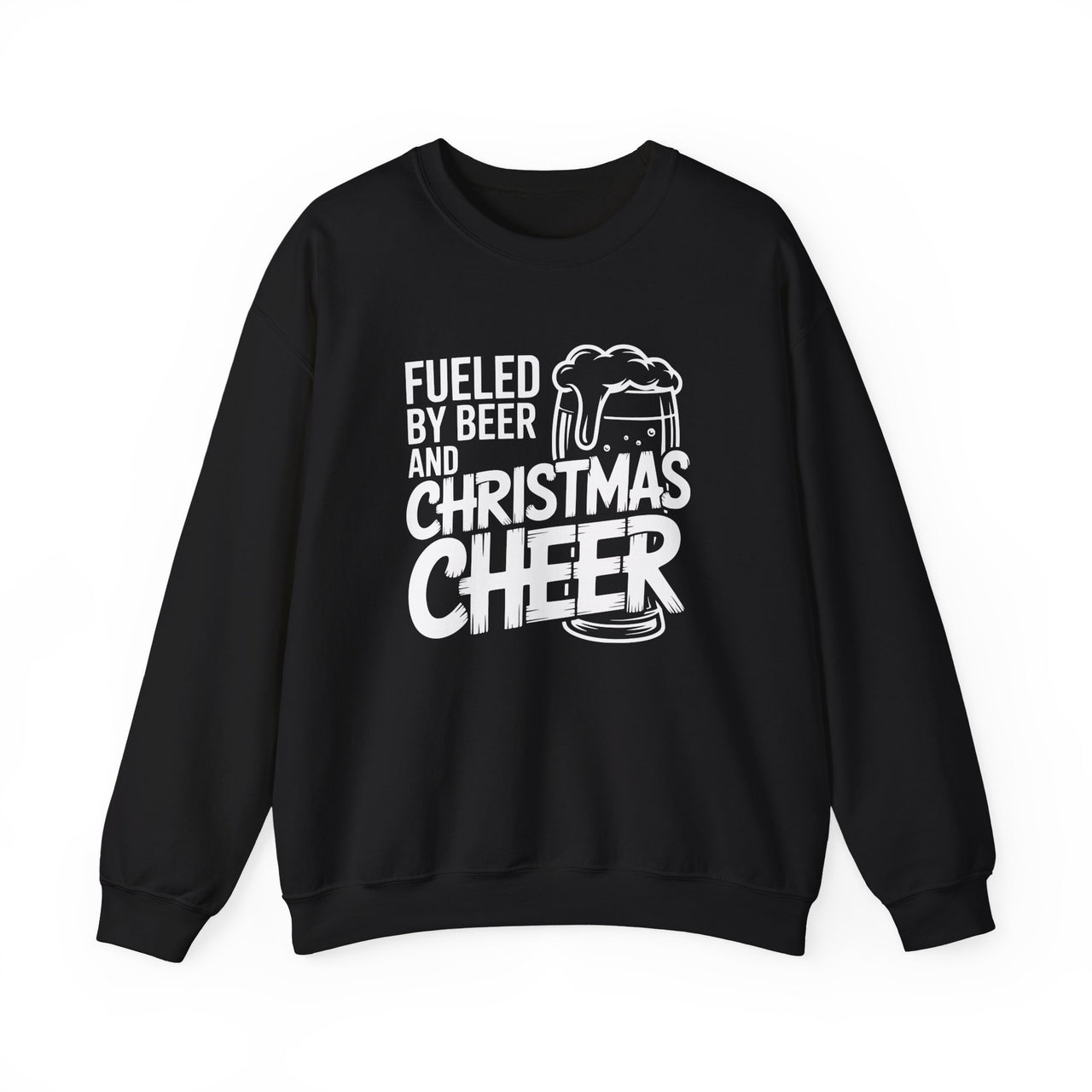 Funny Christmas Sweatshirt – Fueled by Beer and Christmas Cheer – Holiday Beer Lover Sweater