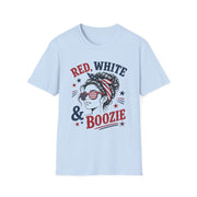  Red White & Boozie summer party tee with patriotic woman illustration