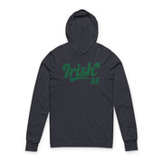 Navy lightweight hoodie with the phrase "Irish AF" funny St Patricks Design