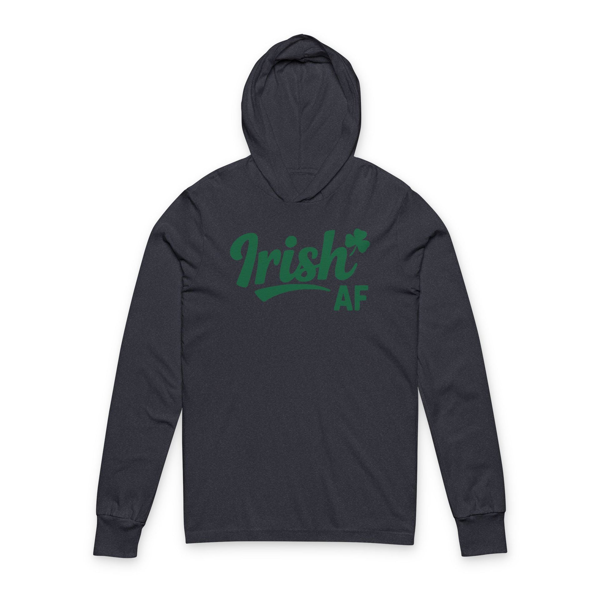 Navy lightweight hoodie with the phrase "Irish AF" funny St Patricks Design
