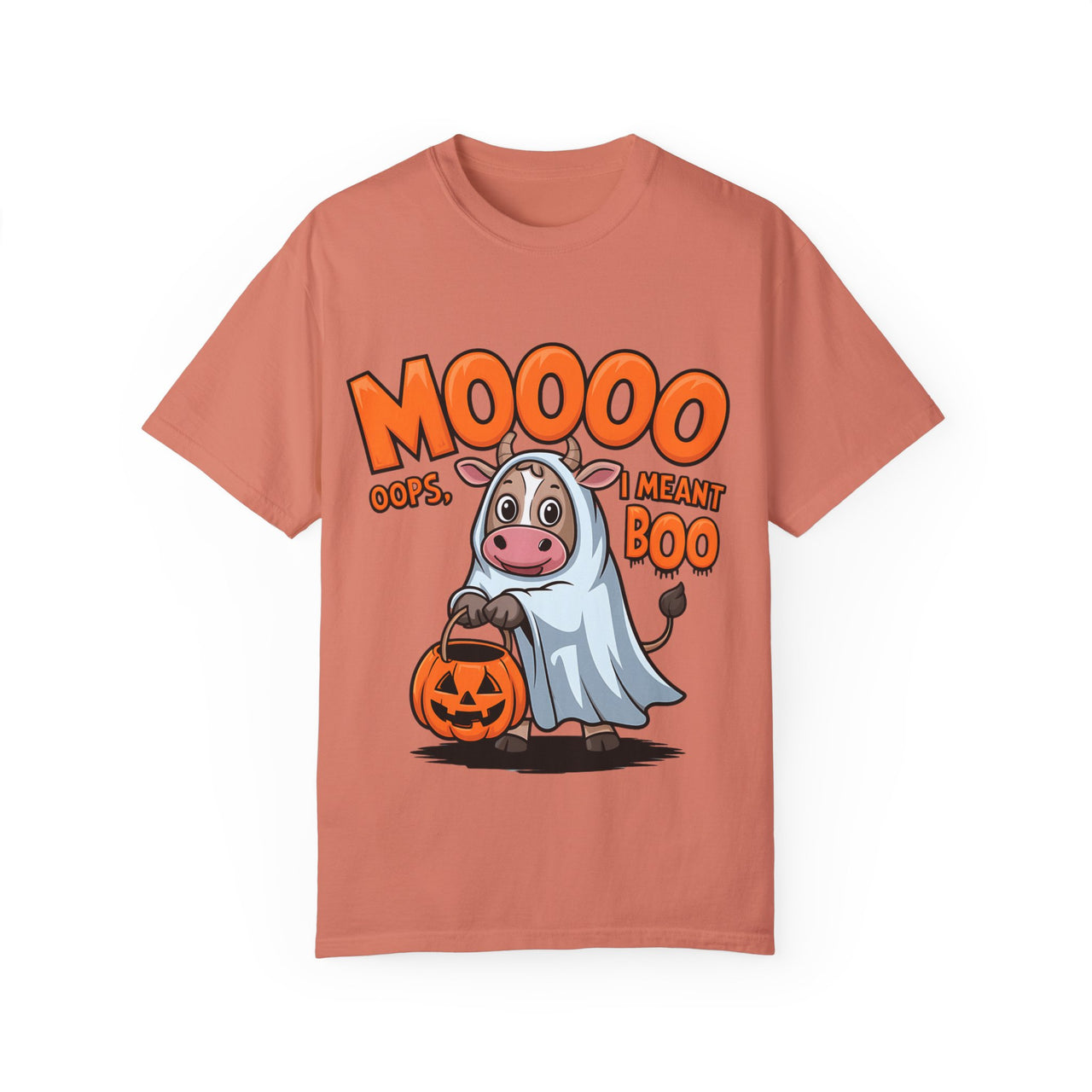 Moooo , oops I Meant Boo Funny Ghost Cow Halloween Comfort Colors Tee