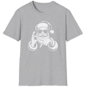 Funny 67 Meme Christmas Short Sleeve Shirt with Santa making the 67 hand Gesture - Sport Grey