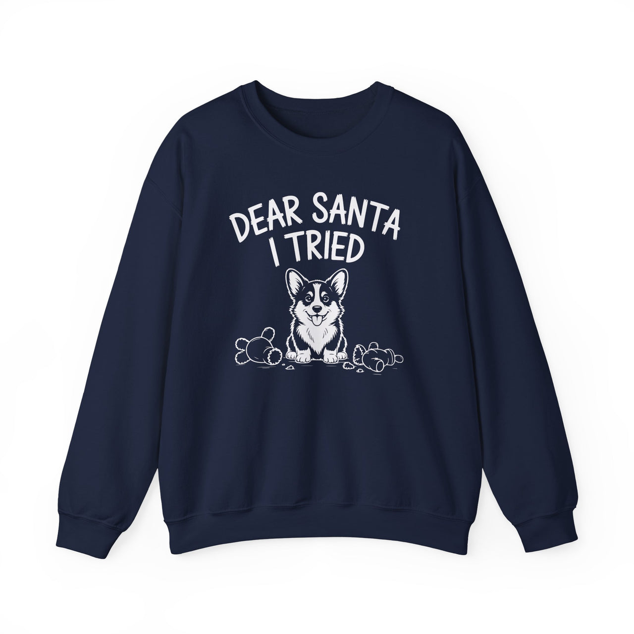Dear Santa I Tried – Cute Corgi Christmas Sweatshirt
