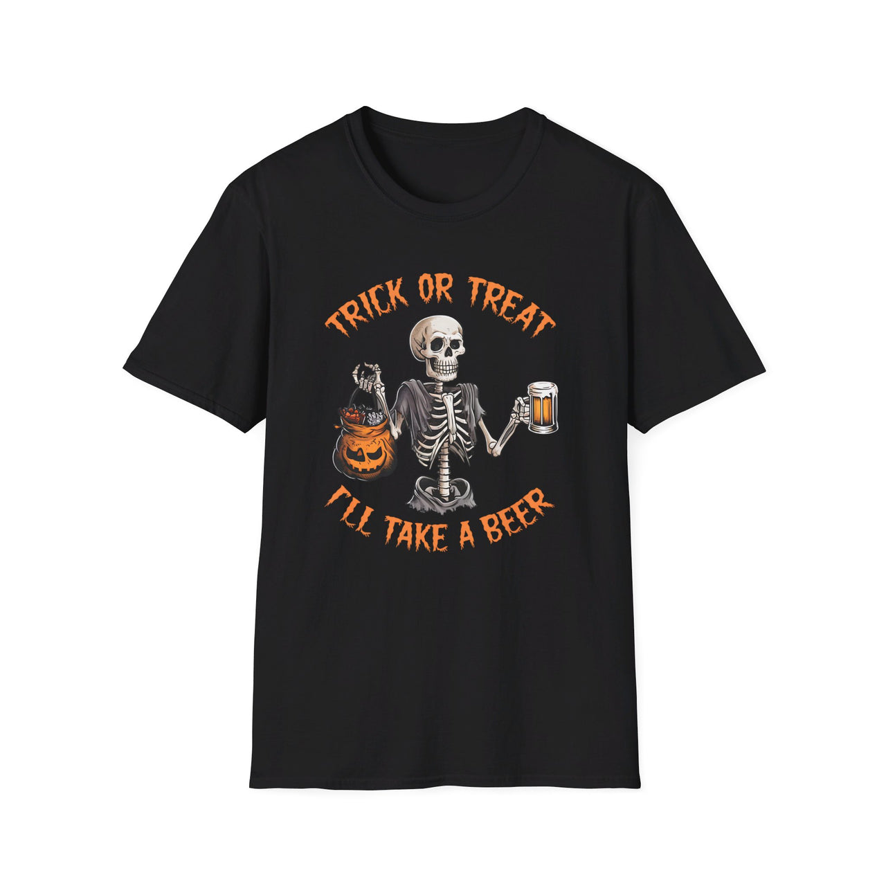 Trick or Treat I'll Take a Beer Funny Halloween Tee