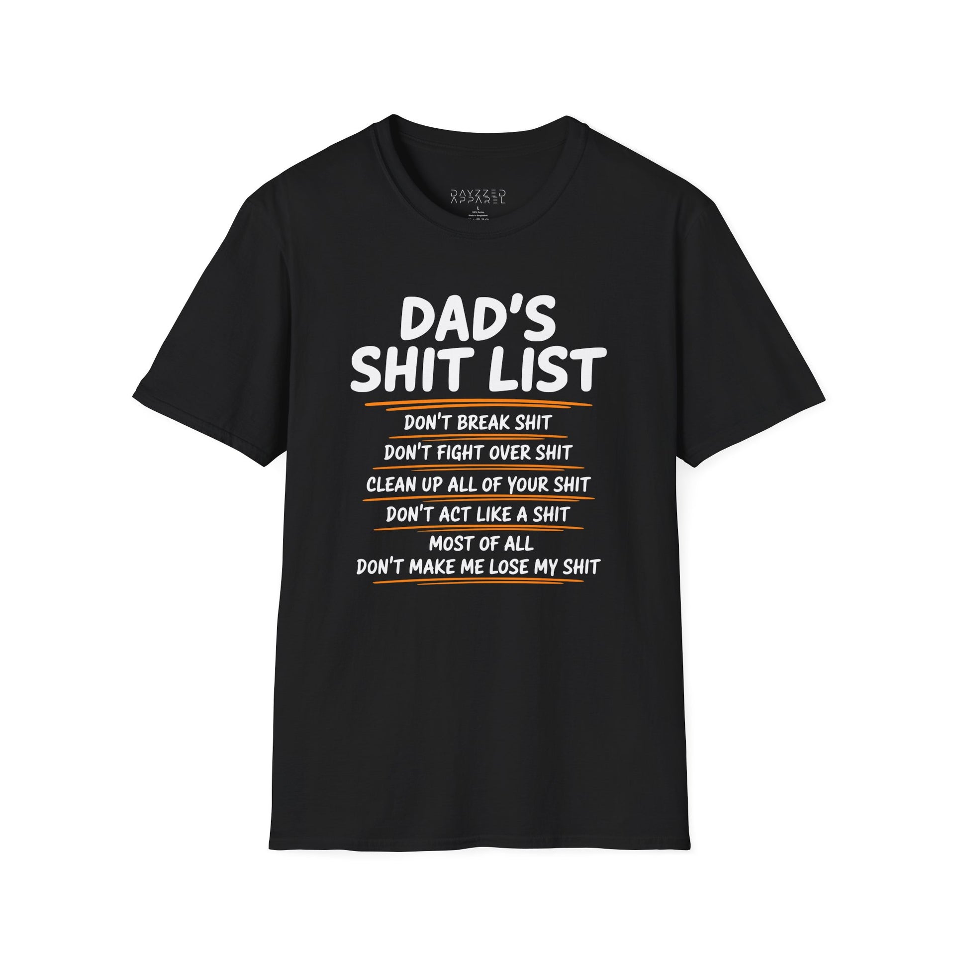 a black t-shirt funny dad's shit list father's day design