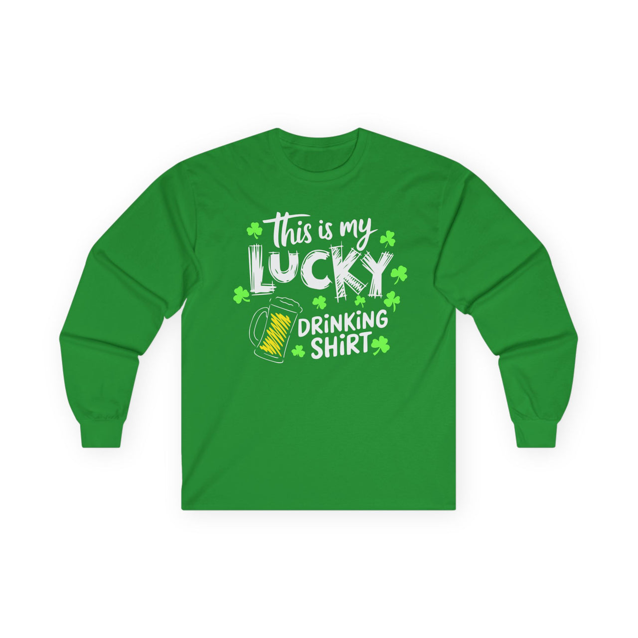 St. Patrick's Day Lucky Drinking Tee, Unisex Long Sleeve Shirt, Beer Shirt, Party Top, Holiday Shirt, Fun Gift