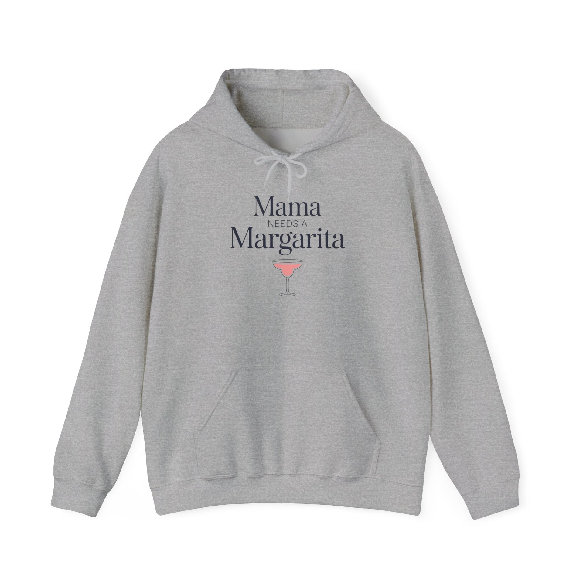 a gray hoodie with 'Mania Needs a Margarita' text and a cocktail graphic funny mother's day, girls trips, beach trips, mom life design