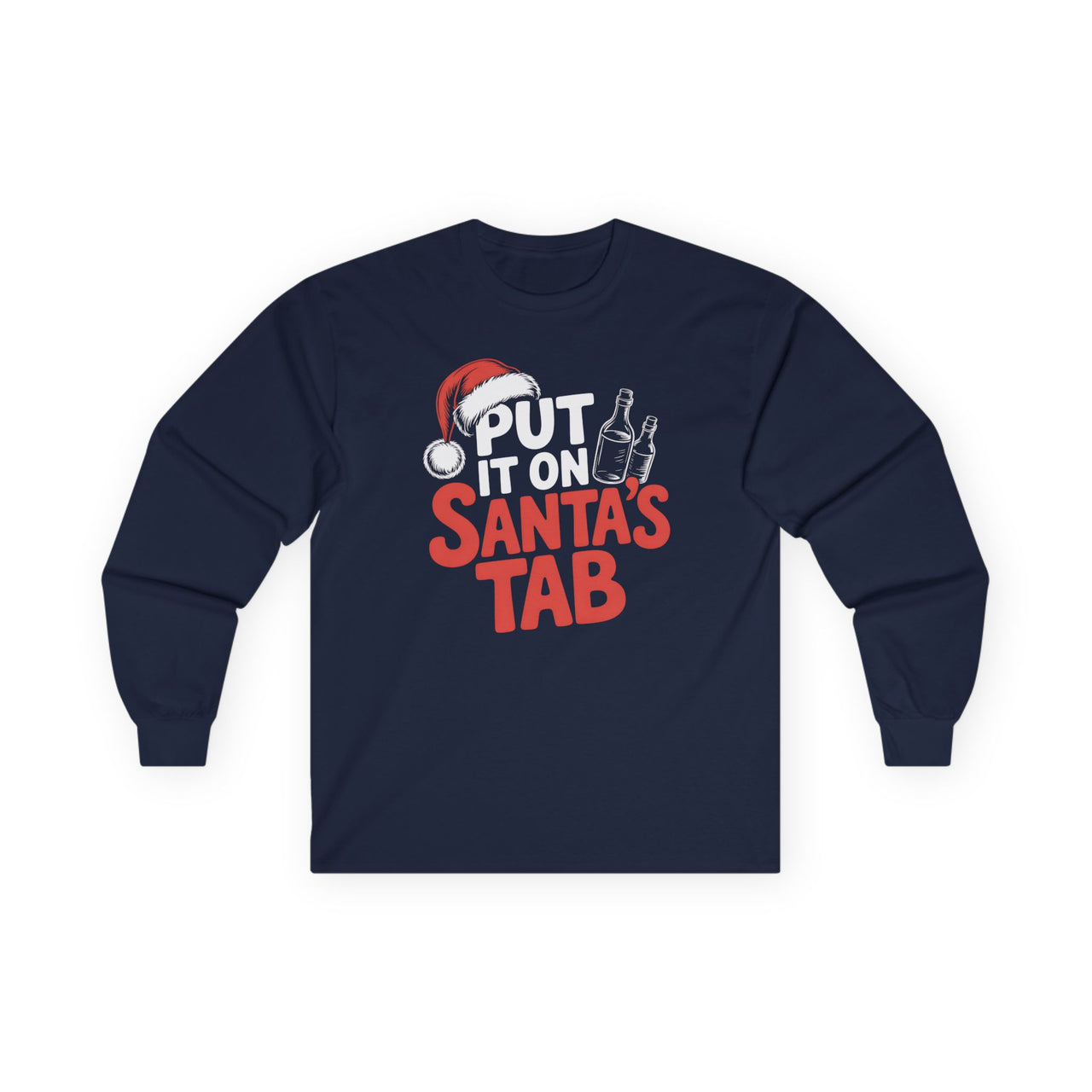Put It On Santa’s Tab – Funny Christmas Drinking Long Sleeve Tee