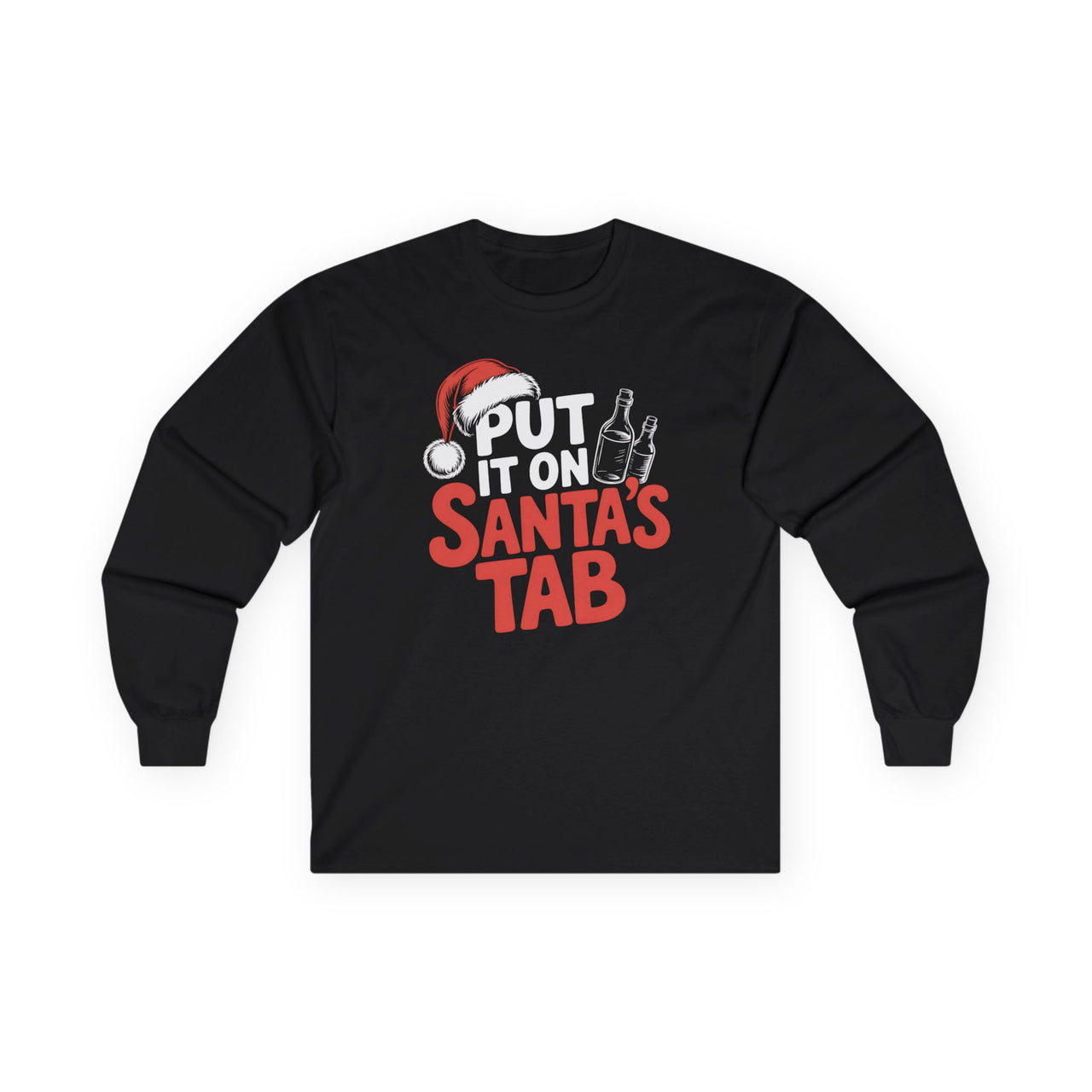 Put It On Santa’s Tab – Funny Christmas Drinking Long Sleeve Tee