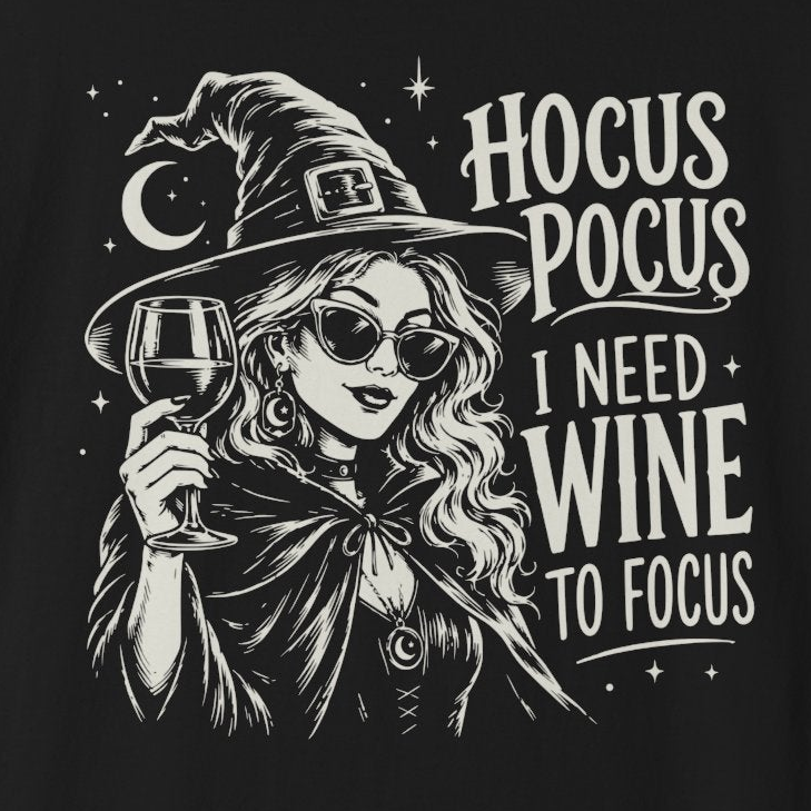 Hocus Pocus I Need Wine to Focus Halloween T-Shirt