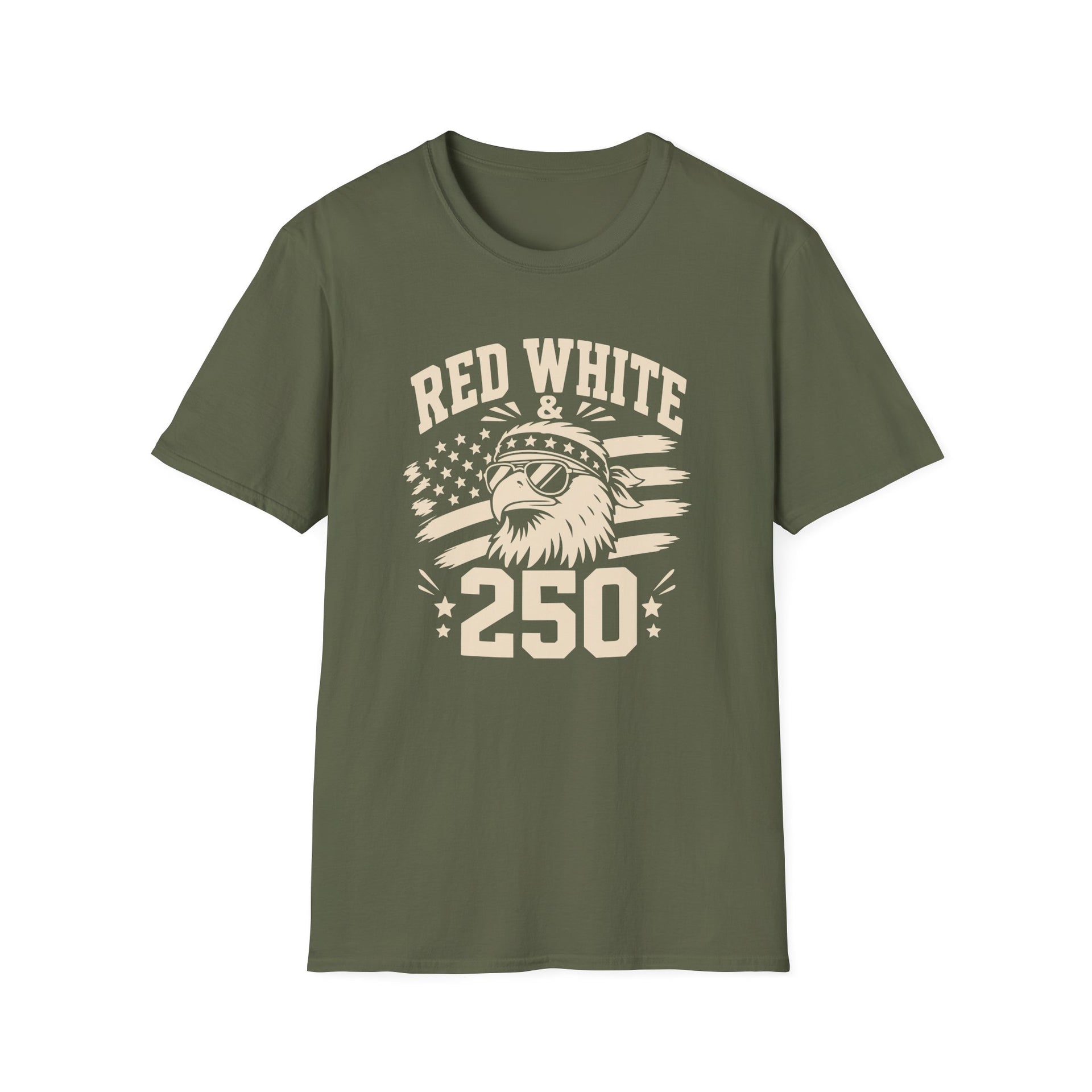 Red White and 250 shirt featuring eagle and American flag design