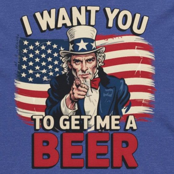 4th of July – I Want You to Get Me a Beer – Patriotic Soft Cotton Jersey Hooded Long-Sleeve Tee