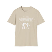 a beige t-shirt with 'it's 5 o'clock SOMEWHERE' text funny day drinking, spring break, summer acation, guys trip or girls trip design
