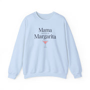 a light blue sweatshirt with 'Mama Needs a Margarita' text funny mothers day, beach trips, girls trips, mom life design