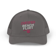 a charcoal trucker hat with 'Certified Beach Flirt' text funny spring break, girls trip beach trip, bachelorette party design