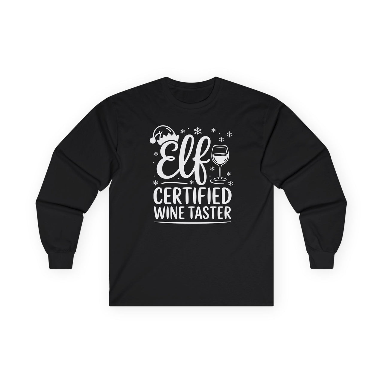 Funny Christmas Long Sleeve Shirt – Elf Certified Wine Tester – Holiday Wine Lover Tee