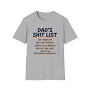 a gray t-shirt funny dad's shit list father's day design