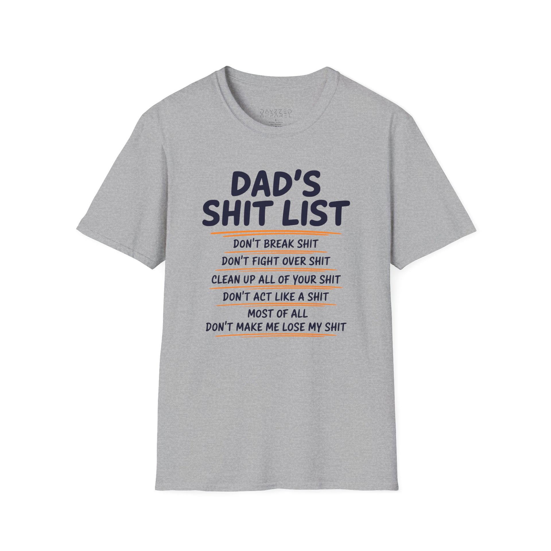 a gray t-shirt funny dad's shit list father's day design