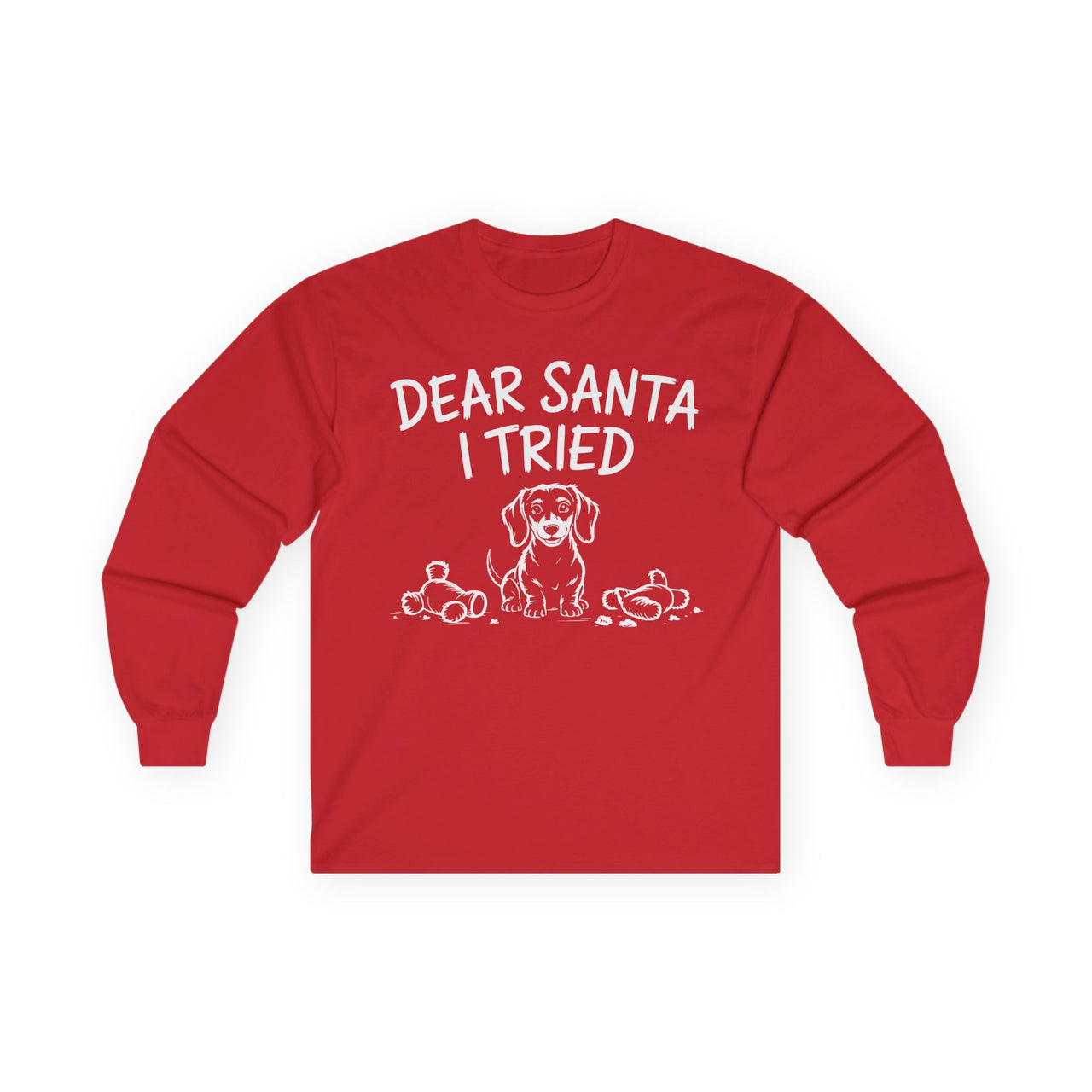 Dear Santa, I Tried – Cute Dachshund Christmas Long Sleeve Tee