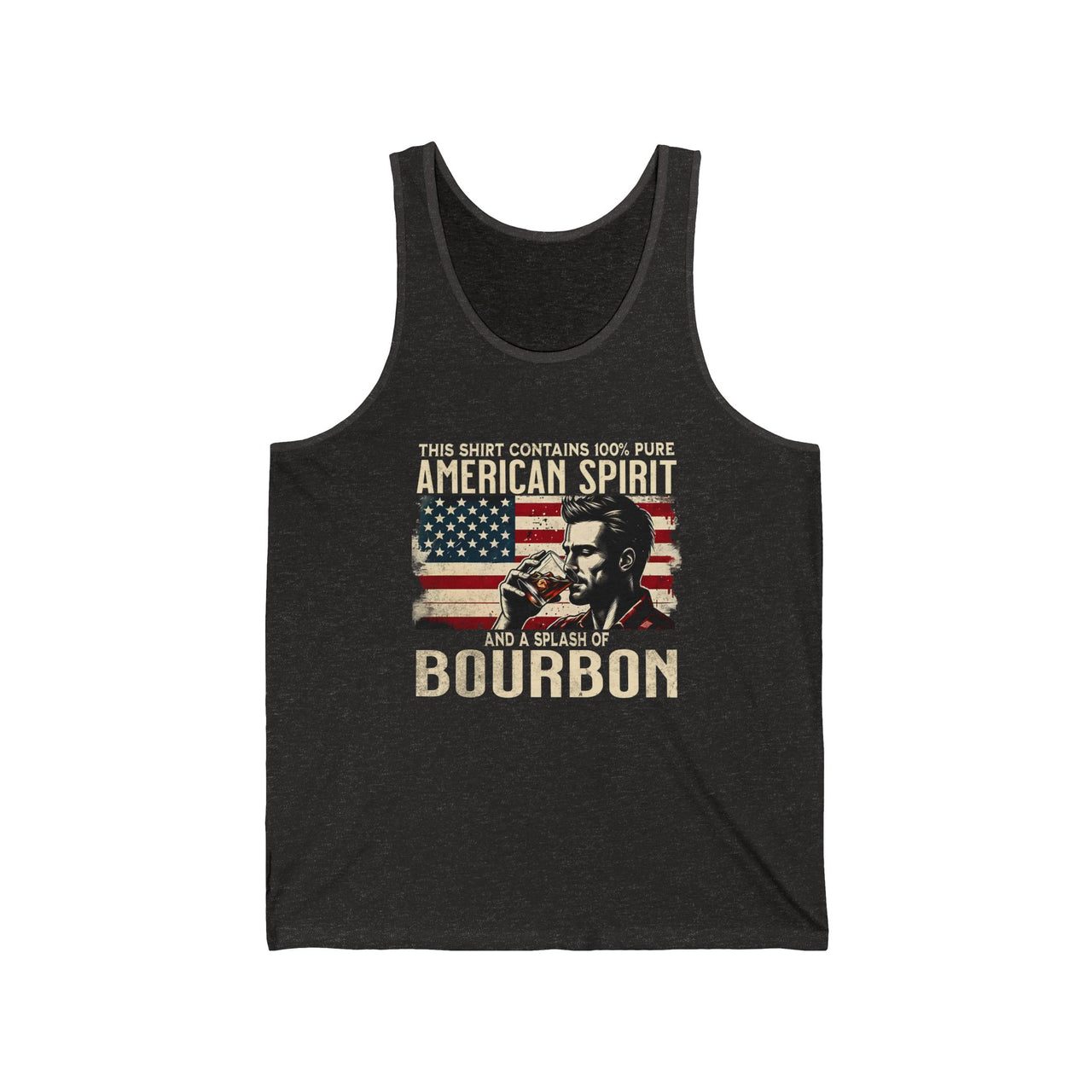 4th of July – This Shirt Contains 100% American Spirit and a Splash of Bourbon – Patriotic Soft Cotton Jersey Tank Top