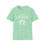 a light green t-shirt with 'it's 5 o'clock SOMEWHERE' text funny day drinking, spring break, summer acation, guys trip or girls trip design
