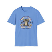 a light blue t-shirt with a 'America 250' Patriotic 4th of July, Memorial Day design