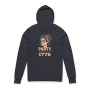 4th of July lightweight hoodie with retro patriotic woman graphic