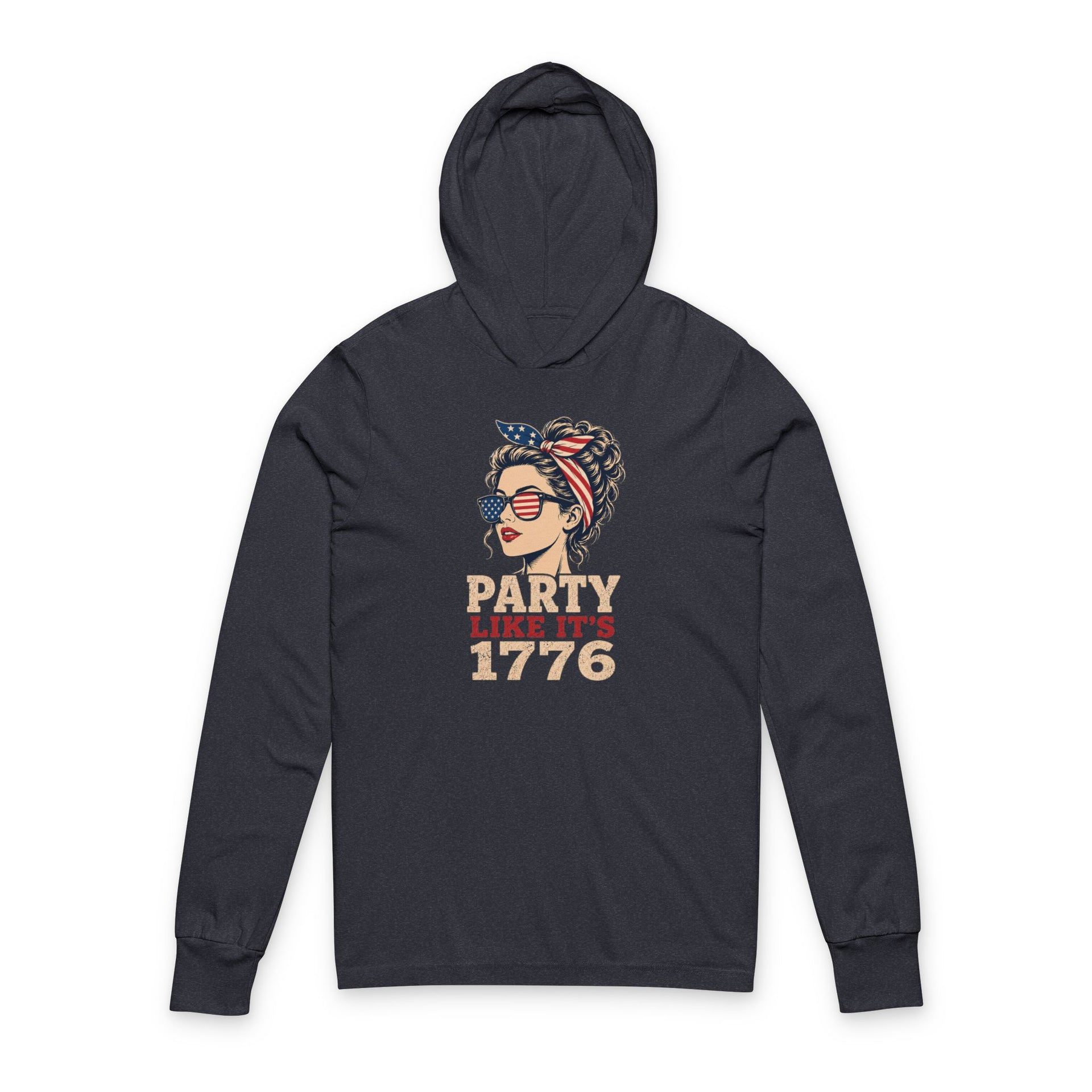 4th of July lightweight hoodie with retro patriotic woman graphic