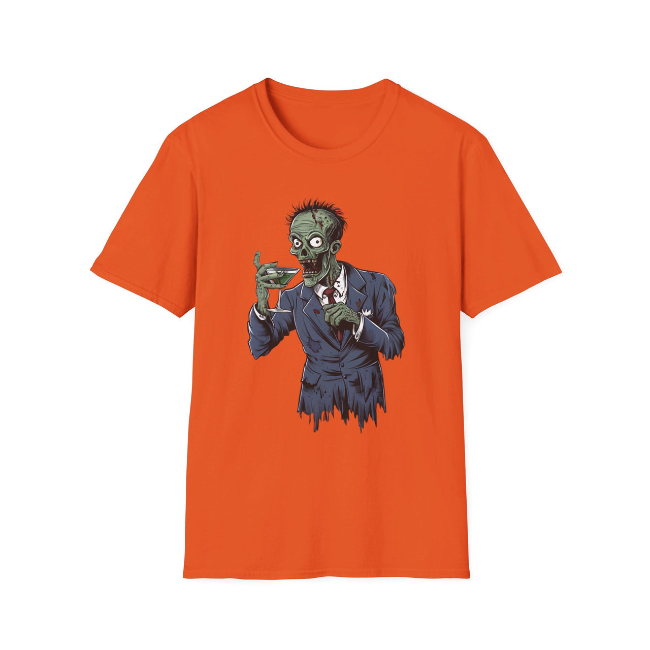 Zombie Drinking Martini Funny Halloween Graphic Tee