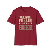 a red t-shirt with 'This Dad is Fueled by Beer' text funny father's day gift
