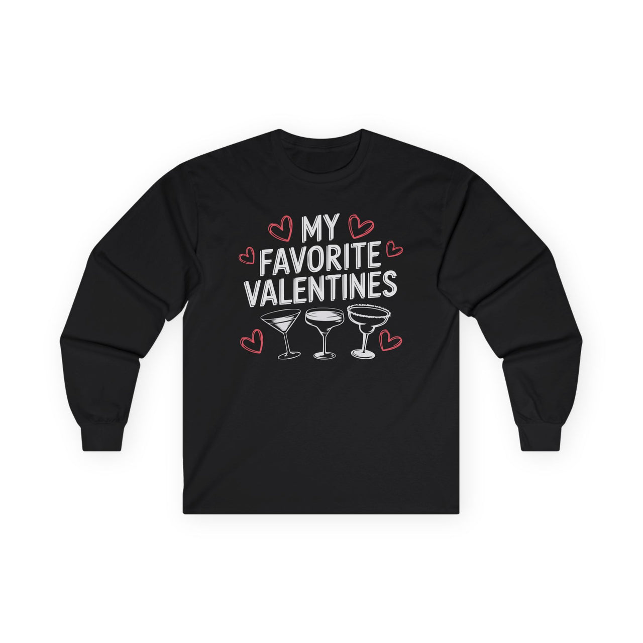 My Favorite Valentines Long-Sleeve Shirt - Cute Valentine’s Cocktail Lover Tee, Perfect Gift for Her or Him