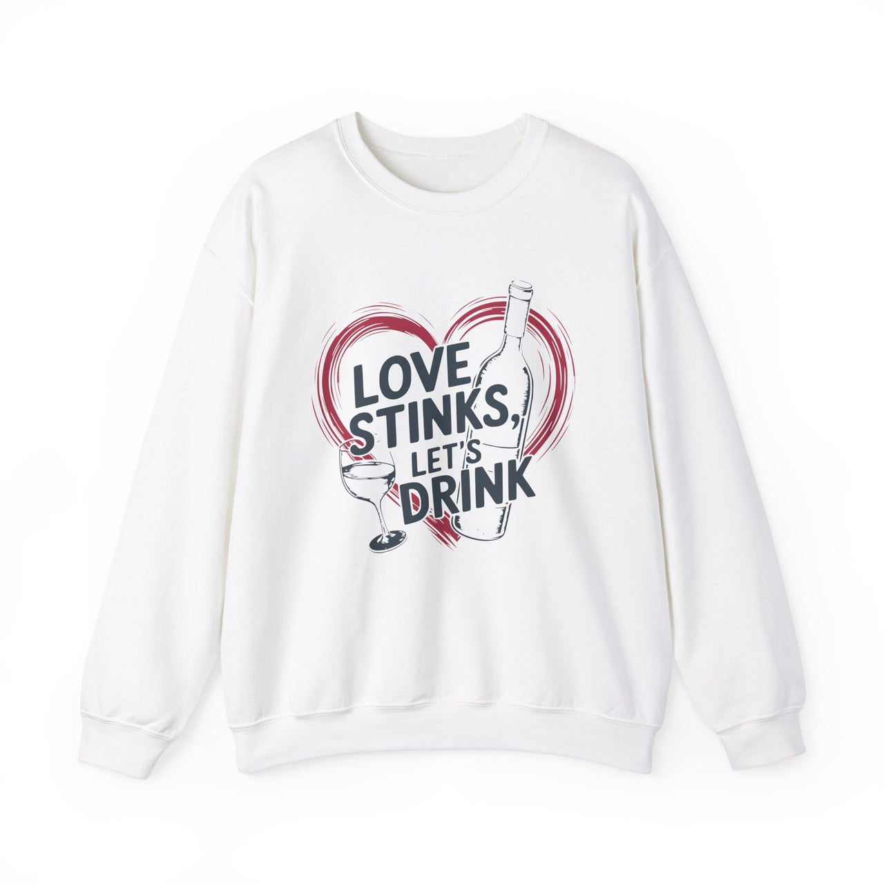 Love Stinks Lets Drink Funny Valentines Sweatshirt Cute Valentines Day Pullover Perfect Gift for Her or Him