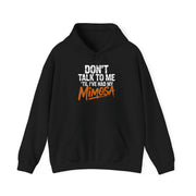 a black hoodie with text 'Don't talk to me I've had my Mimosa' funny mother's day, mom life, girls trip design