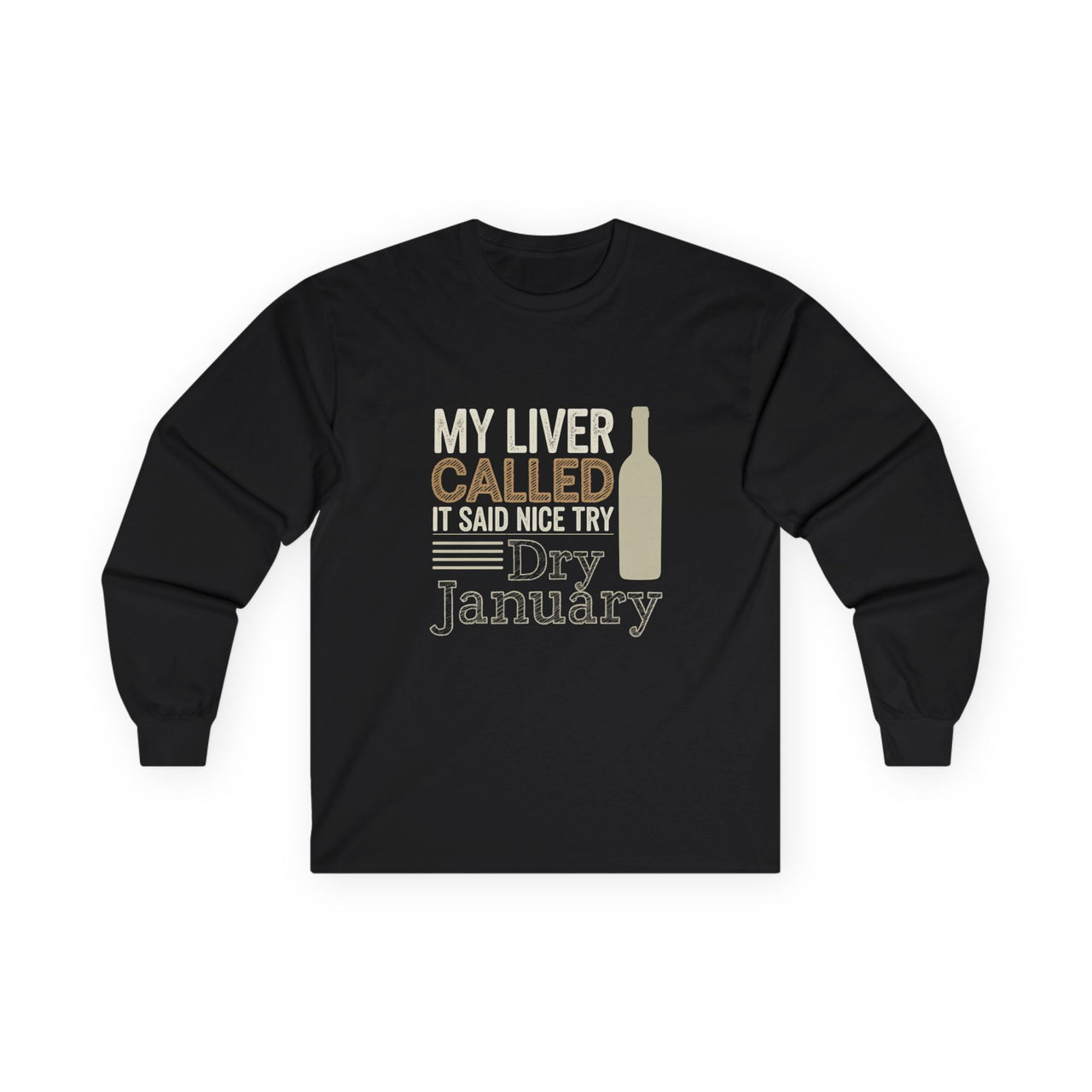 My Liver Called and Said Nice Try Dry January Funny Long-Sleeve Shirt - Drinking Humor Tee, Wine and Beer Lover Apparel, Gift for Beverage Fans