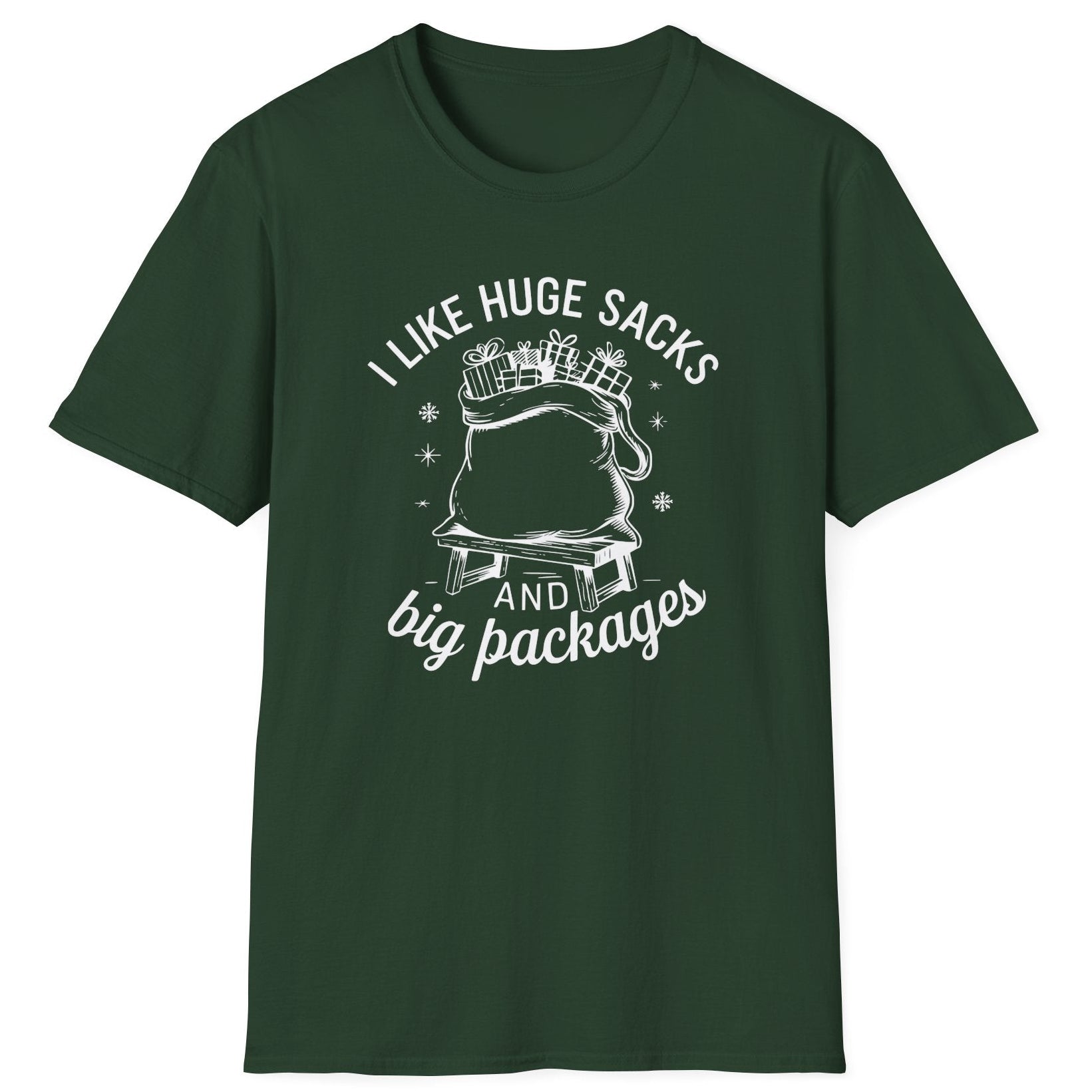 Green t-shirt with white graphic and text on a white background