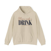  a beige hoodie with 'Mama needs a DRINK' text funny mothers day mom life design